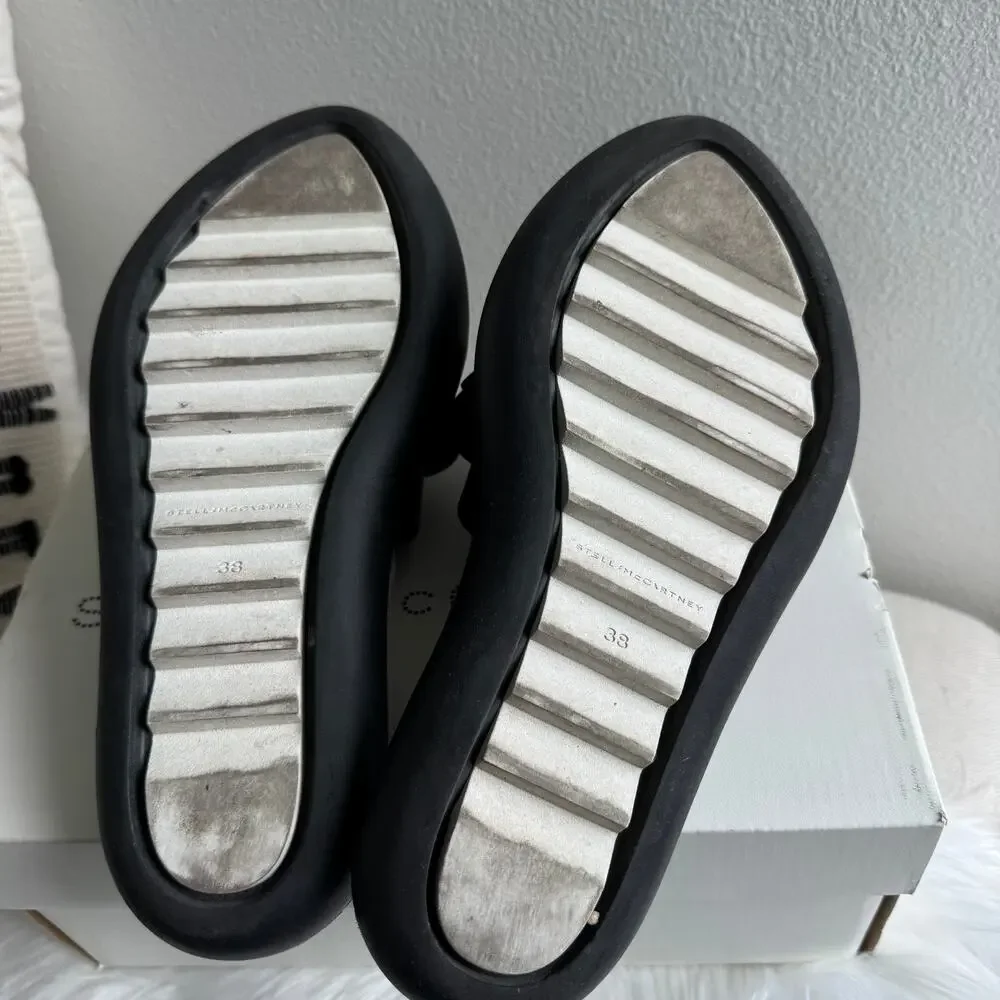 Stella McCartney Black Puffy Air Slide Chain Link Sandal Size EU 38/ US 8